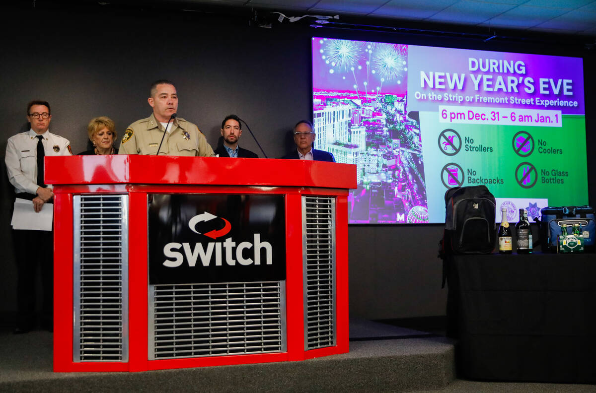 Undersheriff Andrew Walsh with the Las Vegas Metropolitan Police Department speaks during the N ...