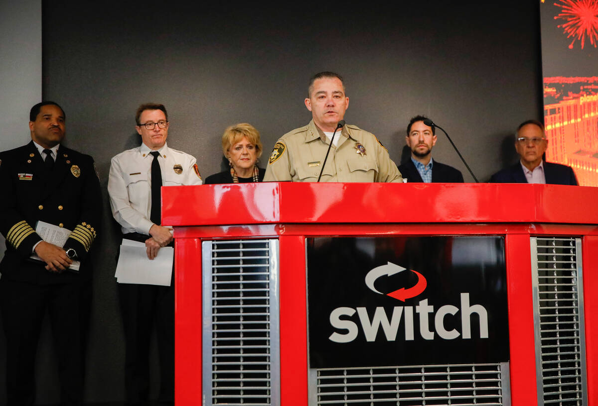 Undersheriff Andrew Walsh with the Las Vegas Metropolitan Police Department speaks during the N ...