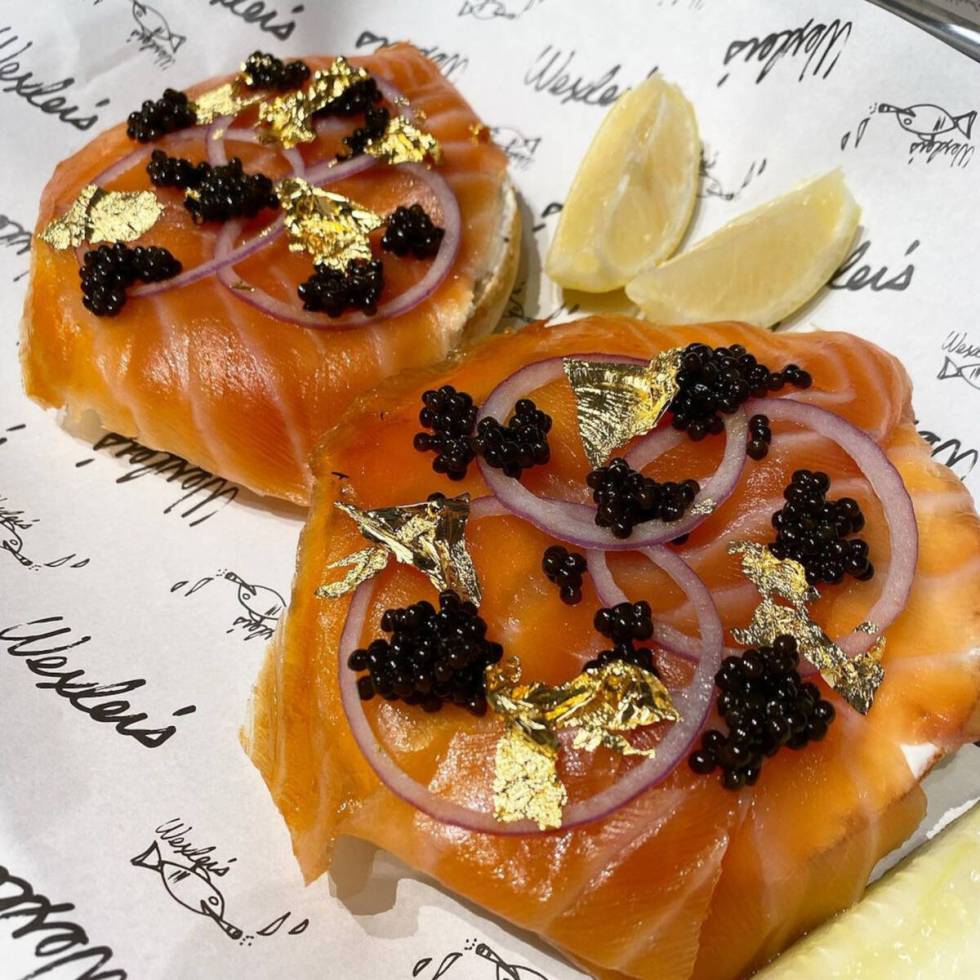 For National Bagel Day, Jan. 15, 2024, Wexler's Deli in Proper Eats food hall at Aria Resort on ...