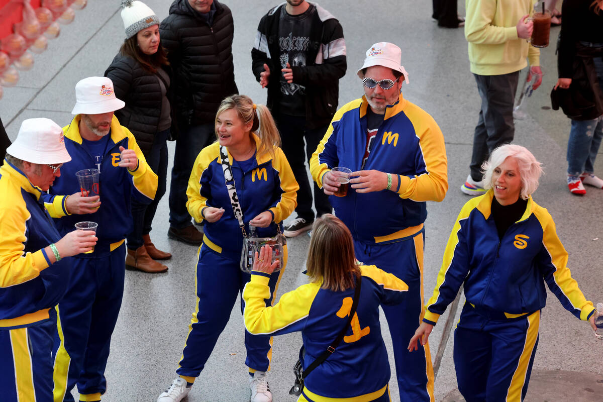 New Year’s Eve revelers celebrate during the Time of Your Life Festival at the Fremont S ...