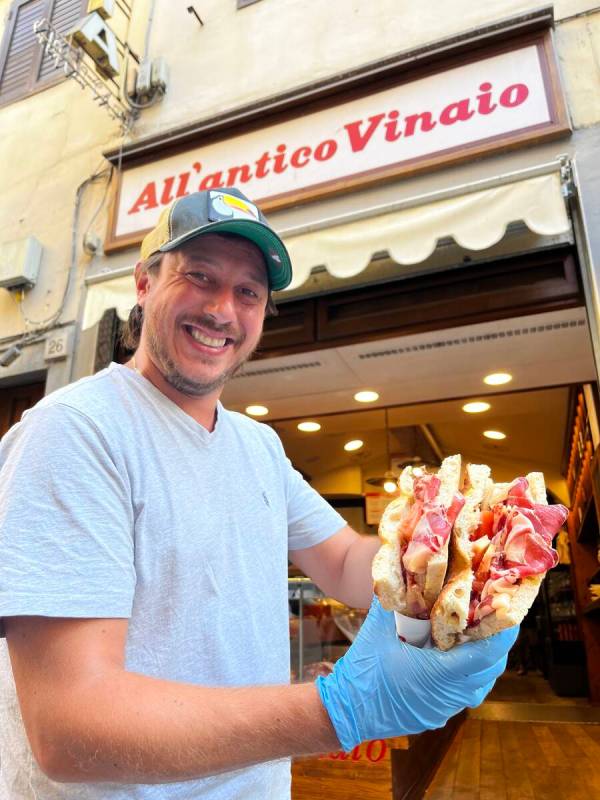 Tommaso Mazzanti at one of his family's All'Antico Vinaio shops. The group of stores, founded i ...