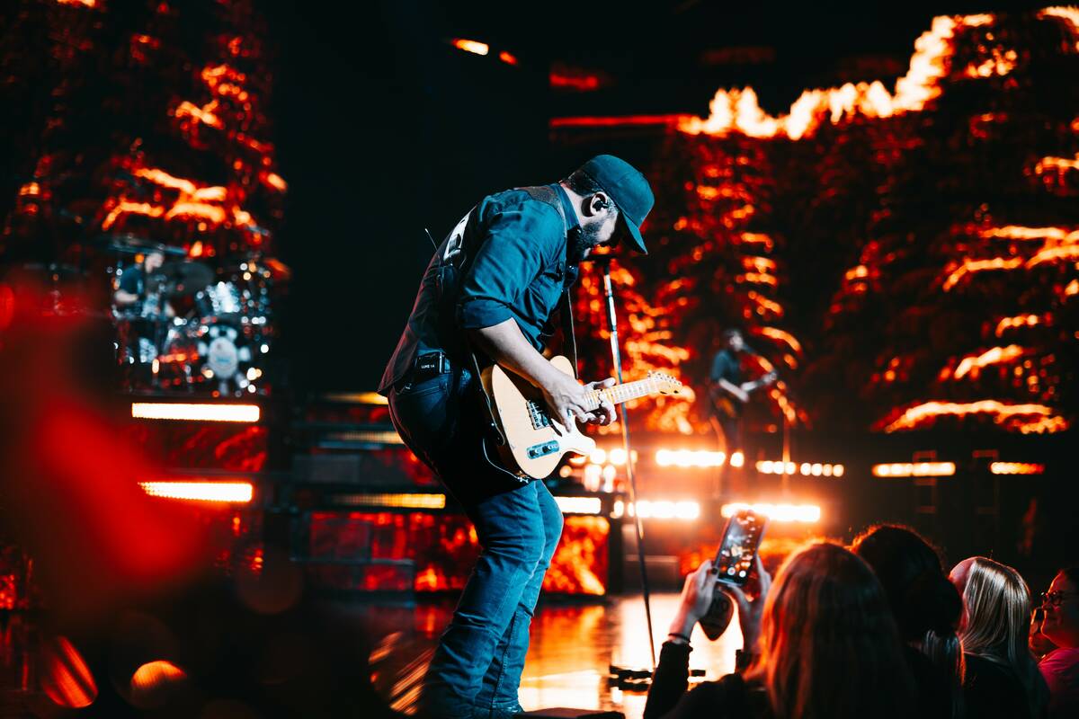 Luke Bryan is shown in his final performance at Resorts World Theatre on Jan. 6, 2024. (Eder Ac ...