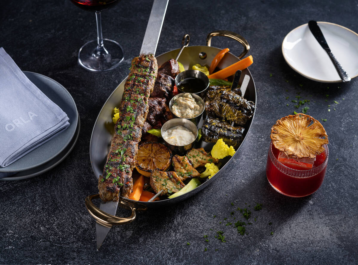 A kebab platter from Orla, a Mediterranean restaurant created by Michael Mina, that opened Jan. ...