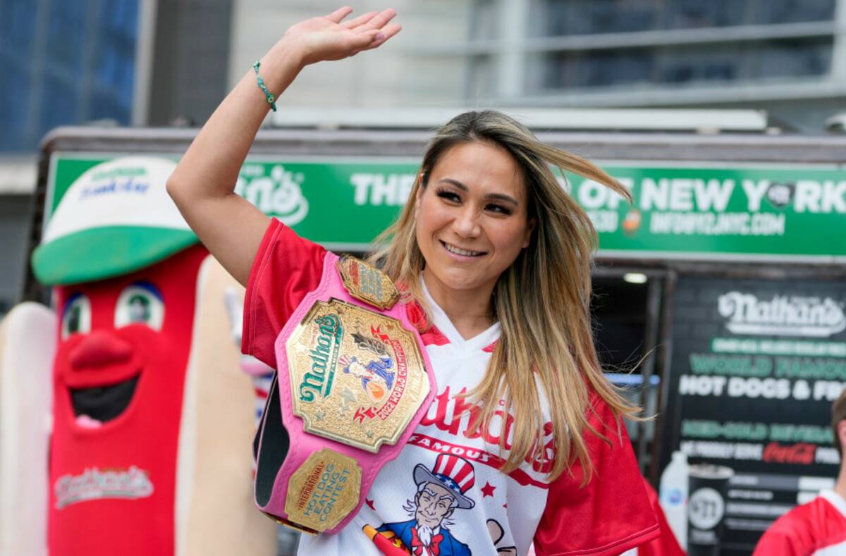 Miki Sudo attends a weigh-in ceremony before the Nathan's Famous July Fourth hot dog eating con ...