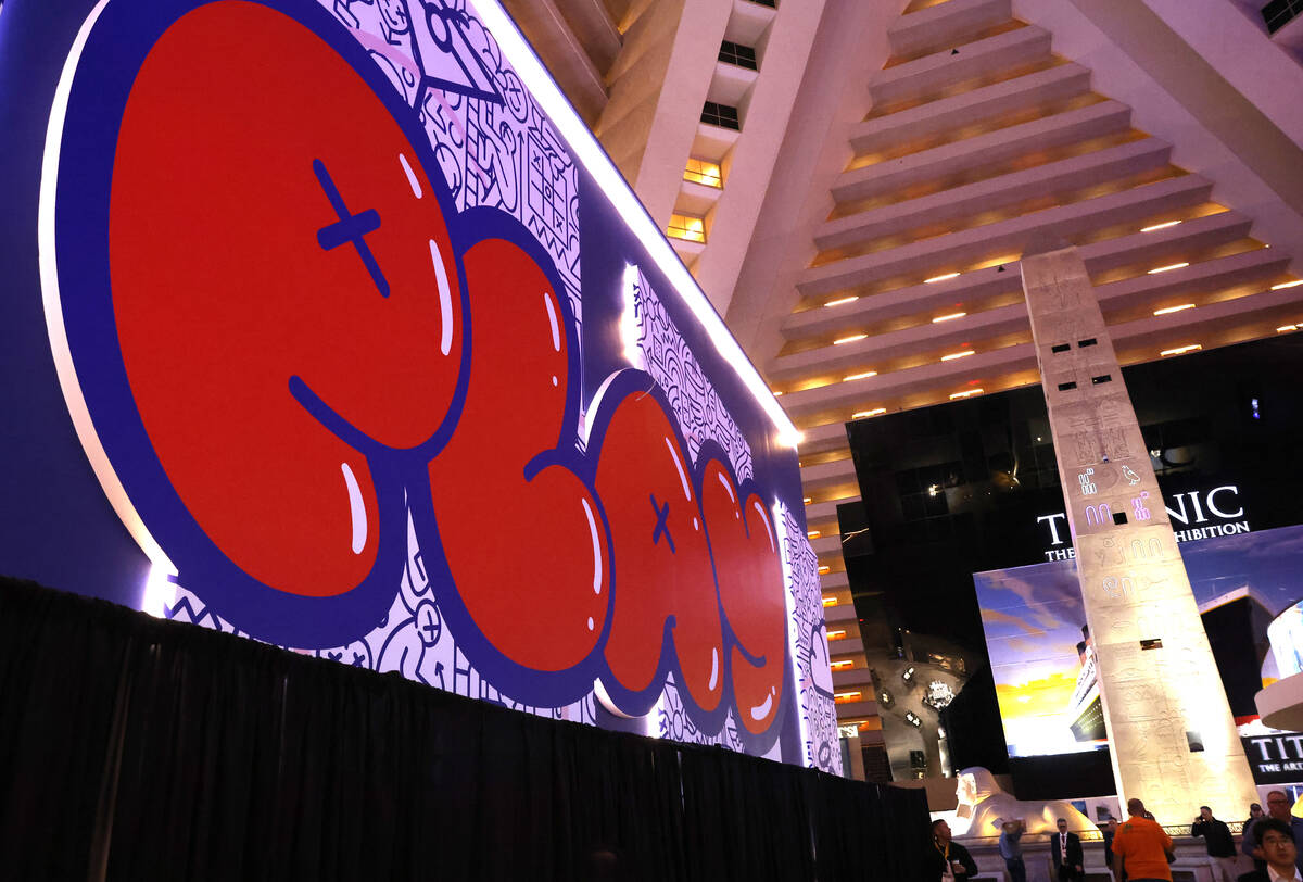 The entrance to Play Playground, a colorful interactive non-gaming venue, is seen at the Luxor ...