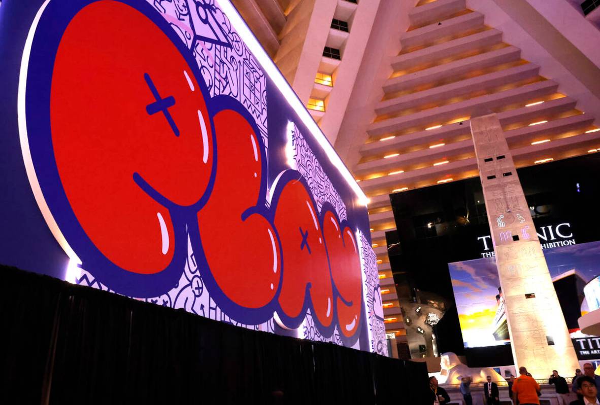 The entrance to Play Playground, a colorful interactive non-gaming venue, is seen at the Luxor ...