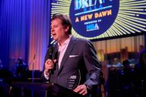 Eric Grilly of Cirque du Soleil accepts an honor on behalf of the company at the Nevada School ...