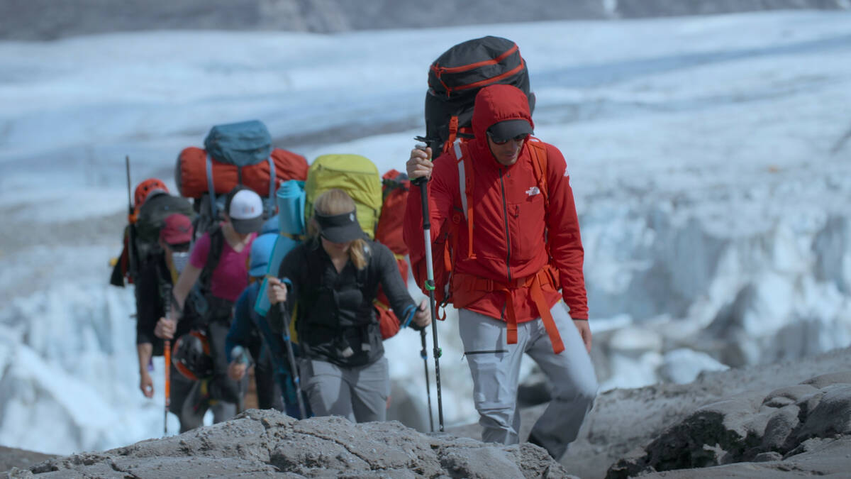 Alex Honnold leads the rocky hike. (photo credit: National Geographic/Pablo Durana)