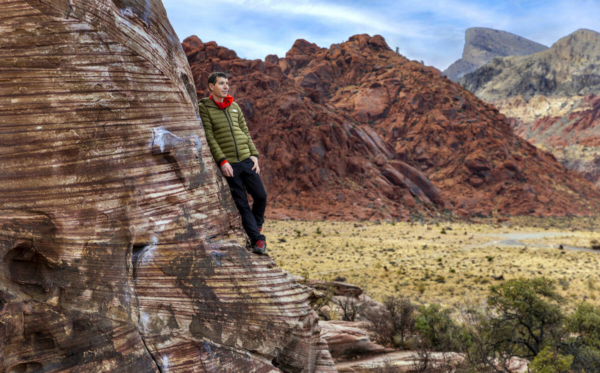 World acclaimed rock climber Alex Honnold at the Calico Basin in the Red Rock Canyon National C ...