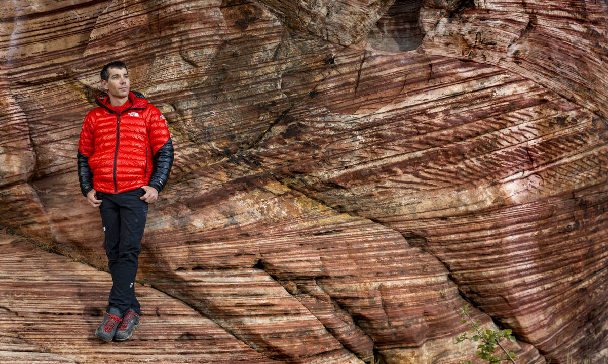 World acclaimed rock climber Alex Honnold at the Calico Basin in the Red Rock Canyon National C ...