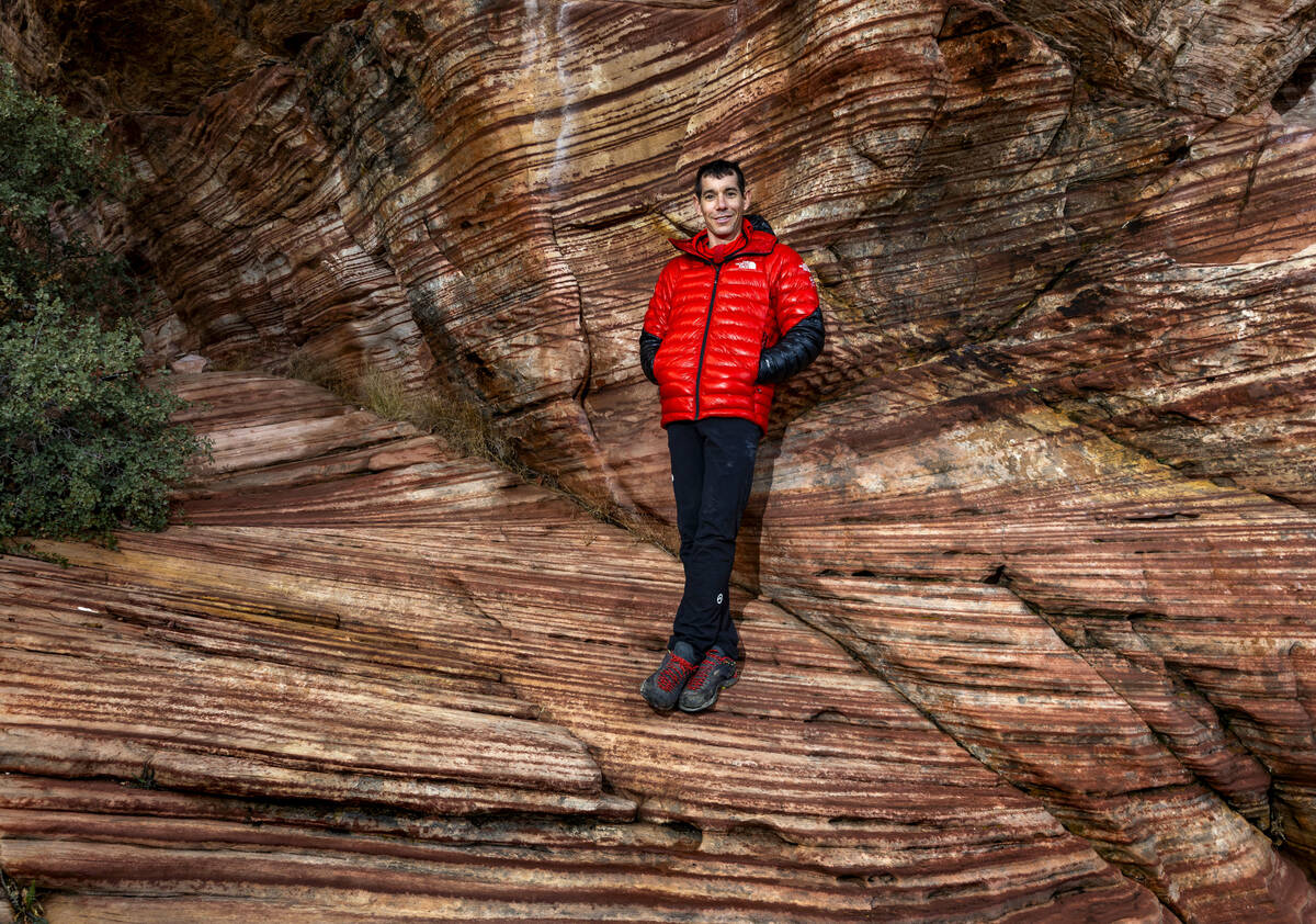 World acclaimed rock climber Alex Honnold at the Calico Basin in the Red Rock Canyon National C ...