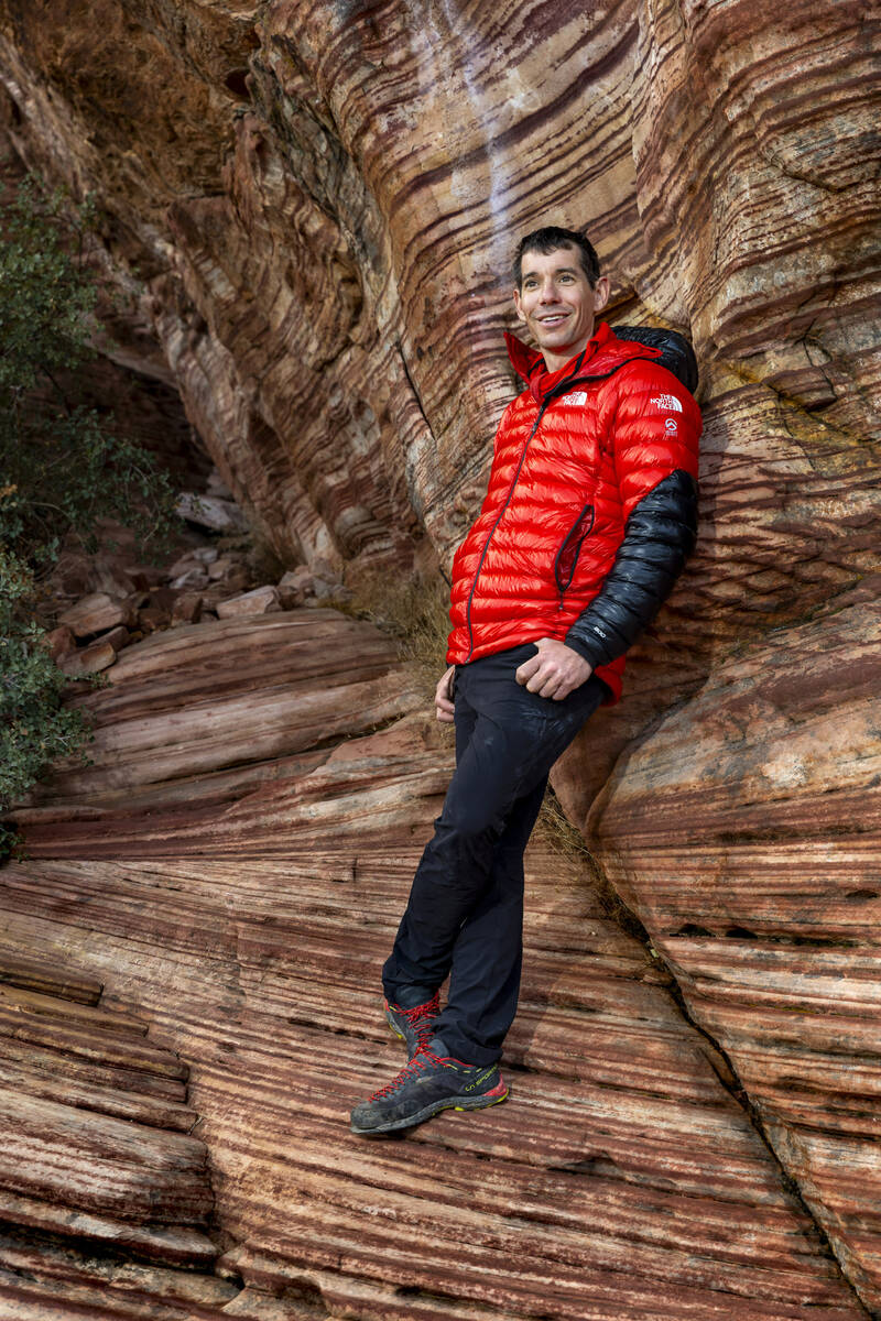 World acclaimed rock climber Alex Honnold at the Calico Basin in the Red Rock Canyon National C ...