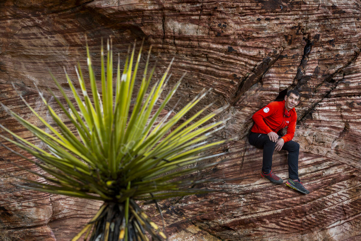 World acclaimed rock climber Alex Honnold at the Calico Basin in the Red Rock Canyon National C ...