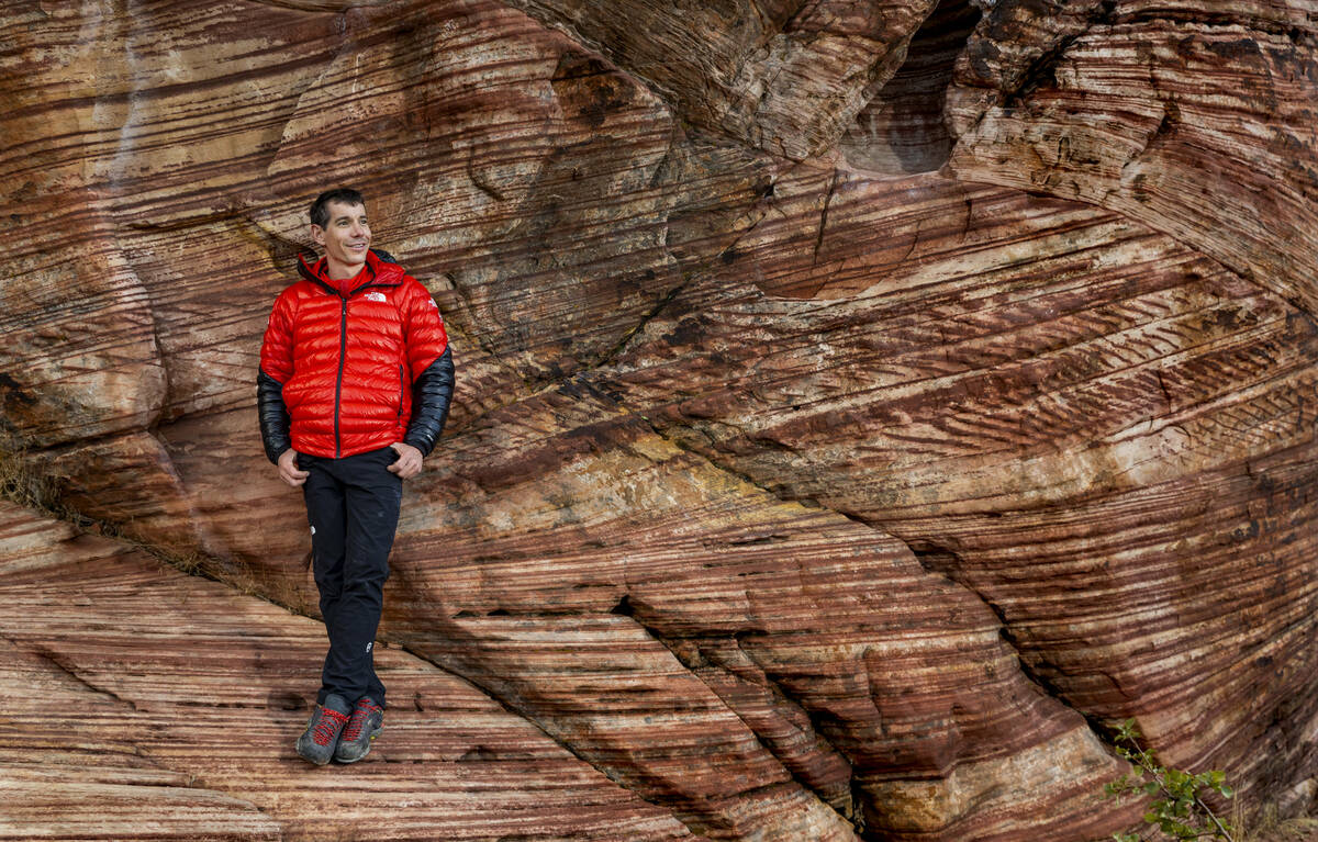 World acclaimed rock climber Alex Honnold at the Calico Basin in the Red Rock Canyon National C ...