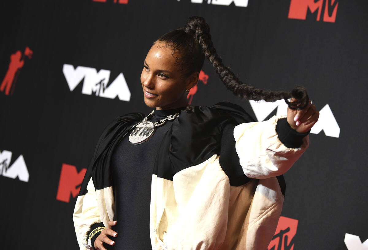 Alicia Keys arrives at the MTV Video Music Awards at Barclays Center on Sunday, Sept. 12, 2021, ...