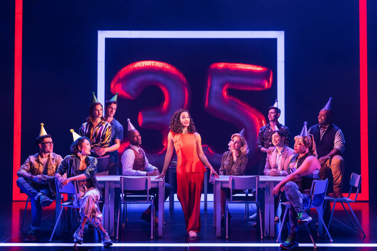 Britney Coleman as Bobbie (center) and the North American Tour of "Company." (Matthew Murphy)
