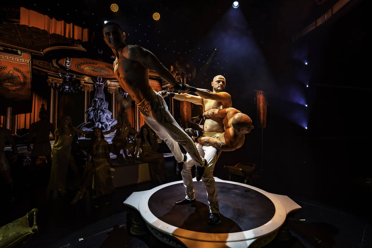 The "Rouge" acrobatic act Rialcris, consisting of brothers Ricardo, Alejandro and Cristian Prie ...