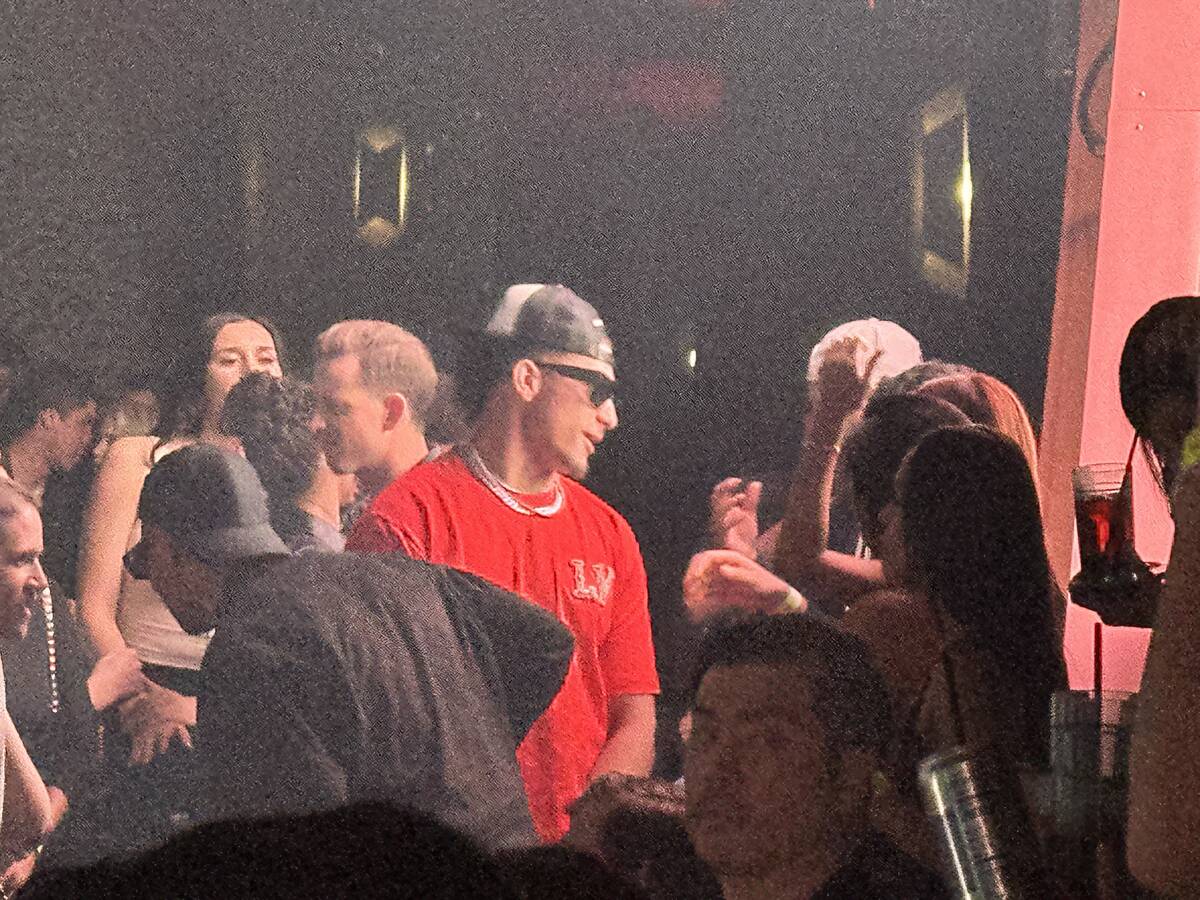 Chiefs quarterback Patrick Mahomes is shown at Zouk Nightclub at Resorts World Las Vegas on Fri ...