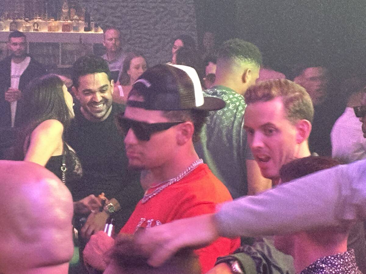 Chiefs quarterback Patrick Mahomes is shown at Zouk Nightclub at Resorts World Las Vegas on Fri ...