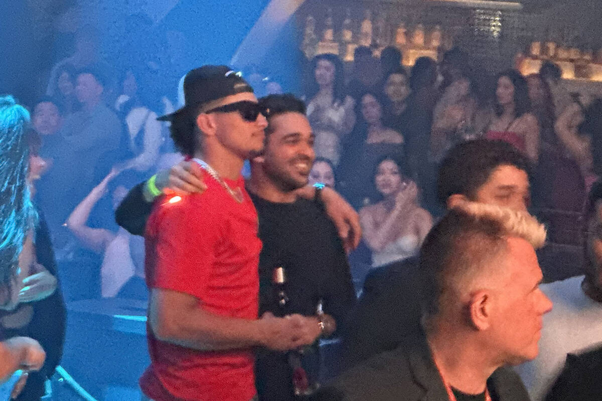 Chiefs quarterback Patrick Mahomes is shown at Zouk Nightclub at Resorts World Las Vegas on Fri ...