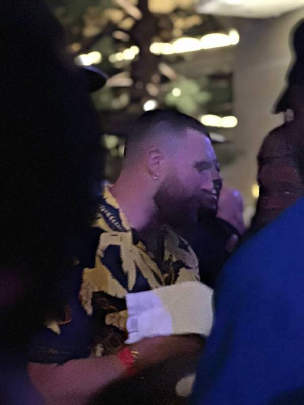 Travis Kelce is shown at XS Nightclub and Encore Beach Club on Saturday, Feb. 24, 2024. (John K ...