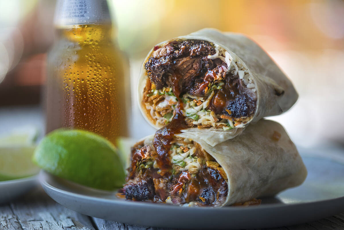 A smoked brisket burrito from the new BBQ Mexicana on West Sunset Road in Las Vegas. The first ...