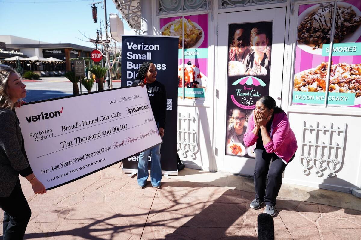 Denette Braud, owner of Braud's Funnel Cake Cafe in Las Vegas, received a $10,000 grant from th ...