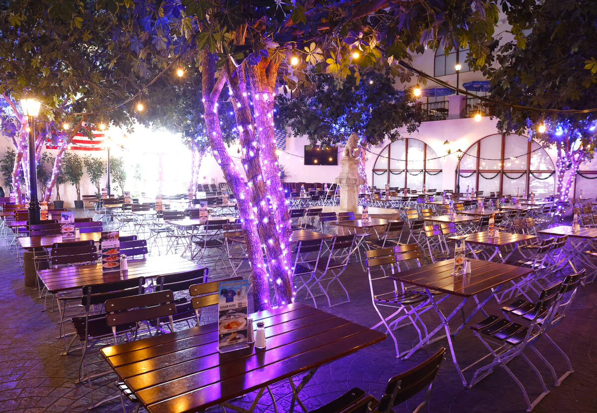 Hofbräuhaus Las Vegas' Beer Garden pictured, on Thursday, March 7, 2024. Germany's oldest beer ...