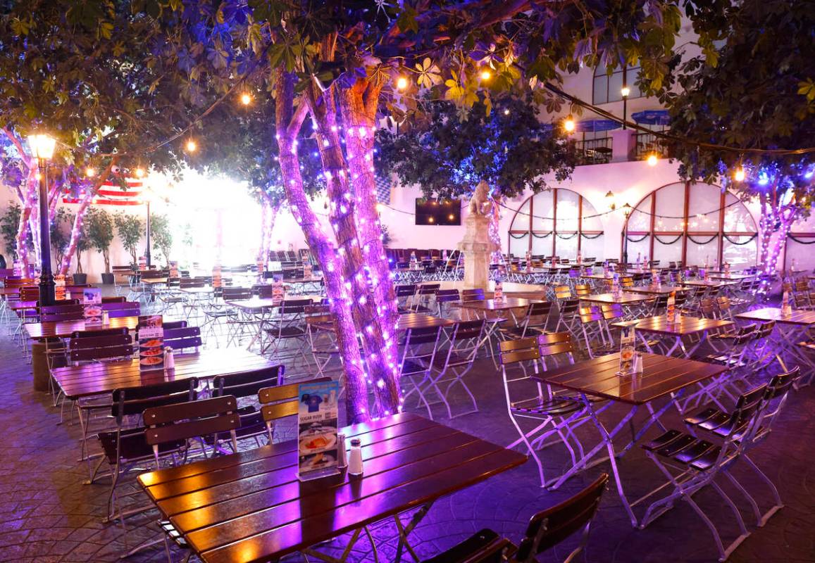 Hofbräuhaus Las Vegas' Beer Garden pictured, on Thursday, March 7, 2024. Germany's oldest beer ...