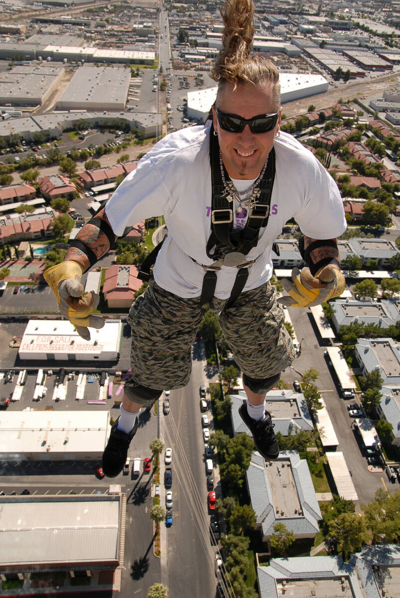 Las Vegas-based stuntman and character actor Rich Hopkins, shown here hanging out at work, decr ...