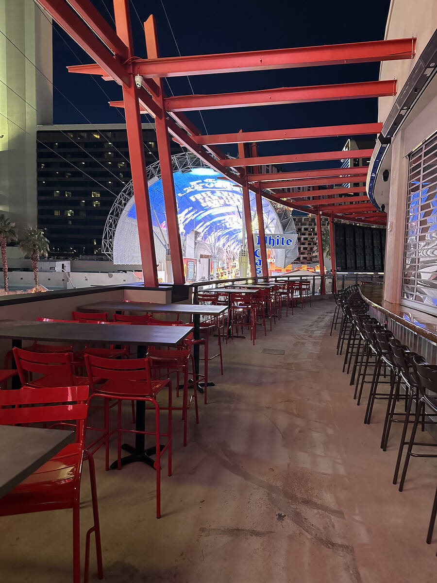 The terrace at Crash N Burn in downtown Las Vegas curves more than 100 feet. (Crash N Burn)