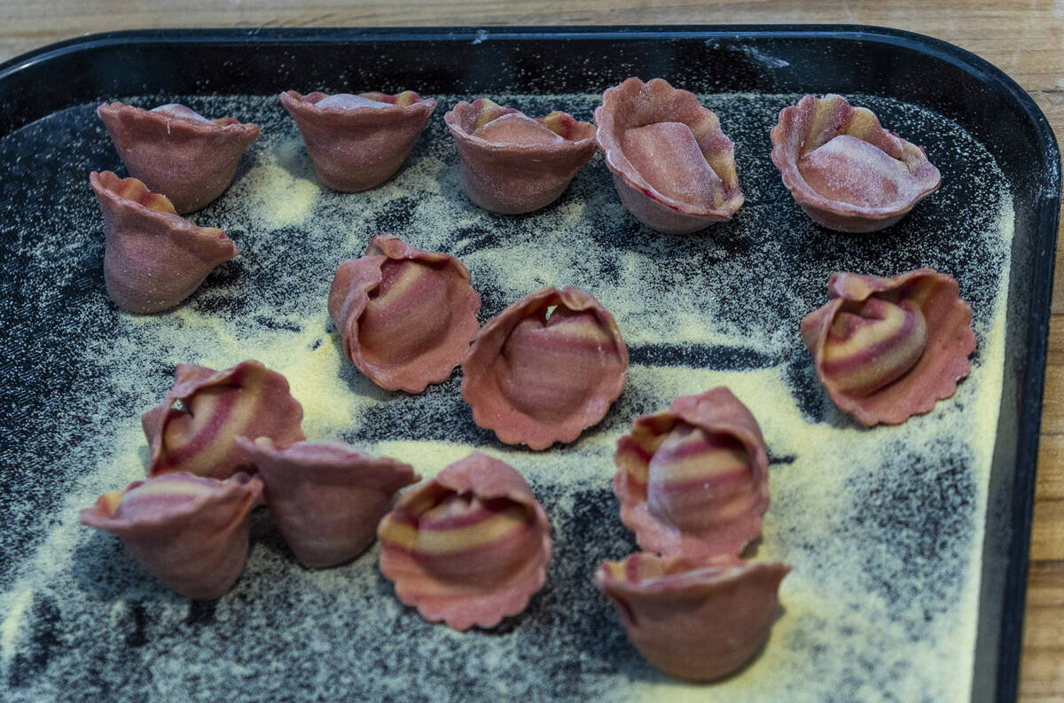 Esther's Kitchen chef/owner James Trees prepares a beet panzotti, one of many made and served e ...