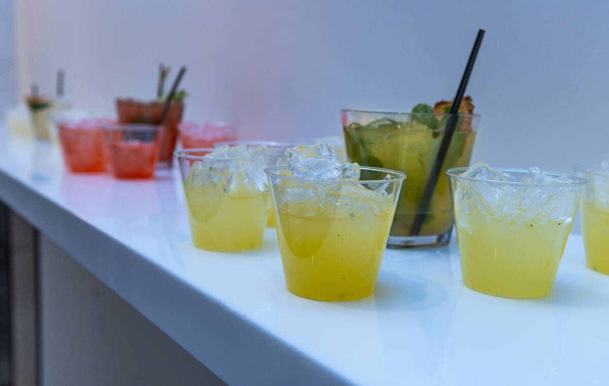 Some of the various drink items being tasted to likely make the menu as Rock star Sammy Hagar i ...