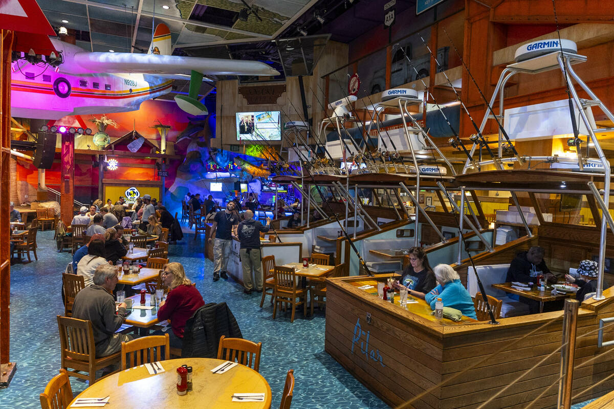 Diners within Margaritaville off the Strip on Friday, March 15, 2024, in Las Vegas. (L.E. Basko ...