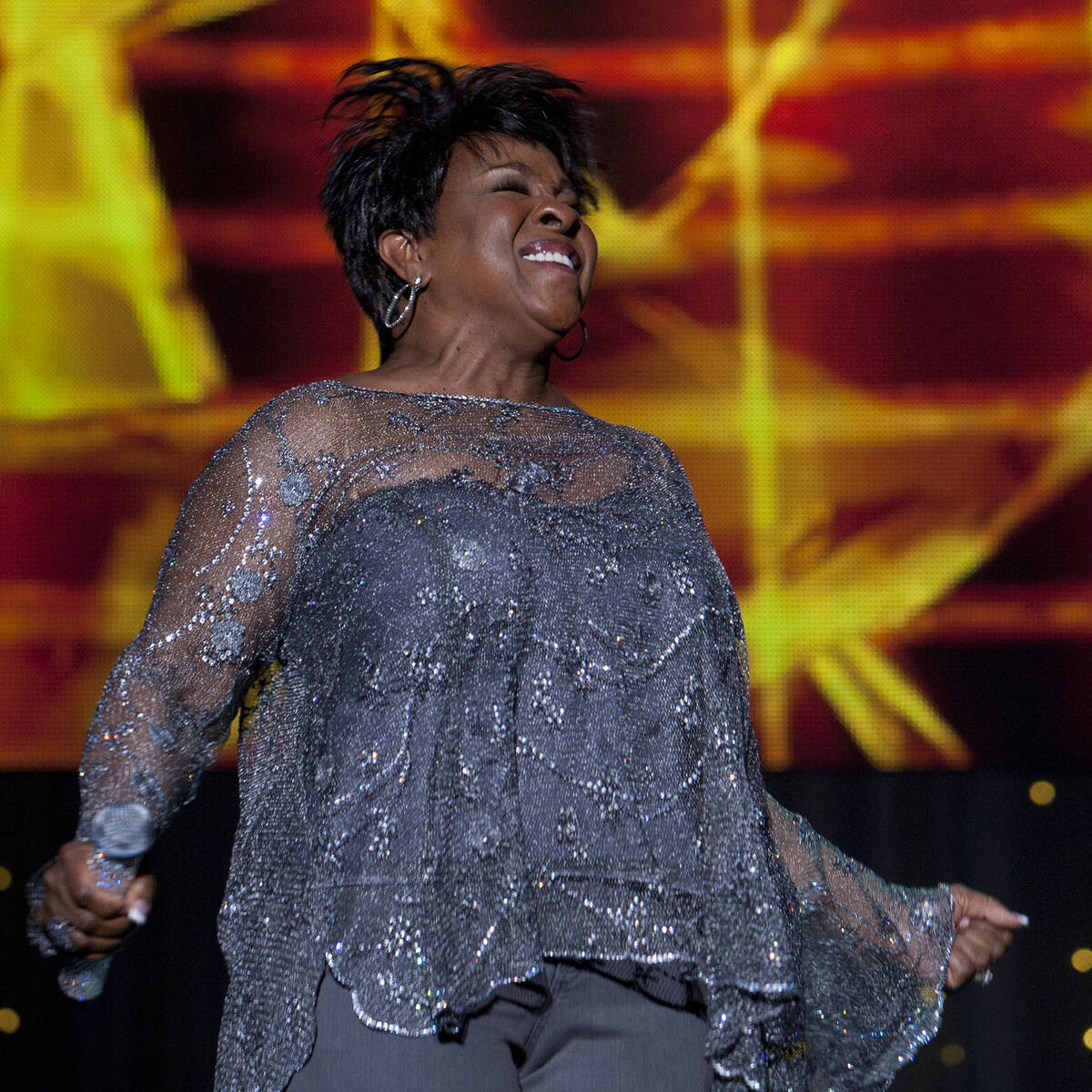 Gladys Knight performs in her special engagement show, "A Mic and a Light," at the Gladys Knigh ...