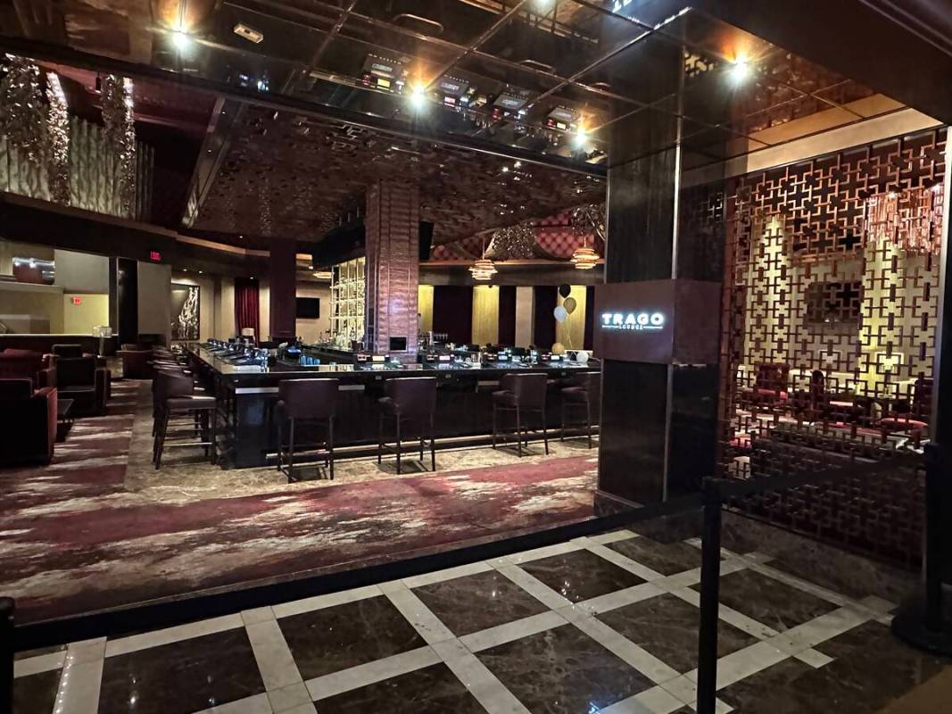 Trago Lounge at the Tropicana is shown closed on Sunday, March 31, 2024. (John Katsilometes/Las ...