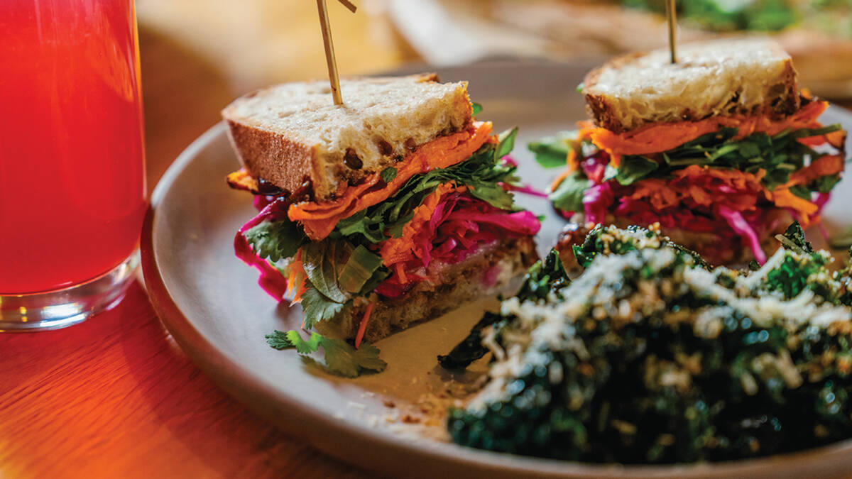 A yam and cheese sandwich is on the spring 2024 menu at True Food Kitchen locations in Las Vega ...
