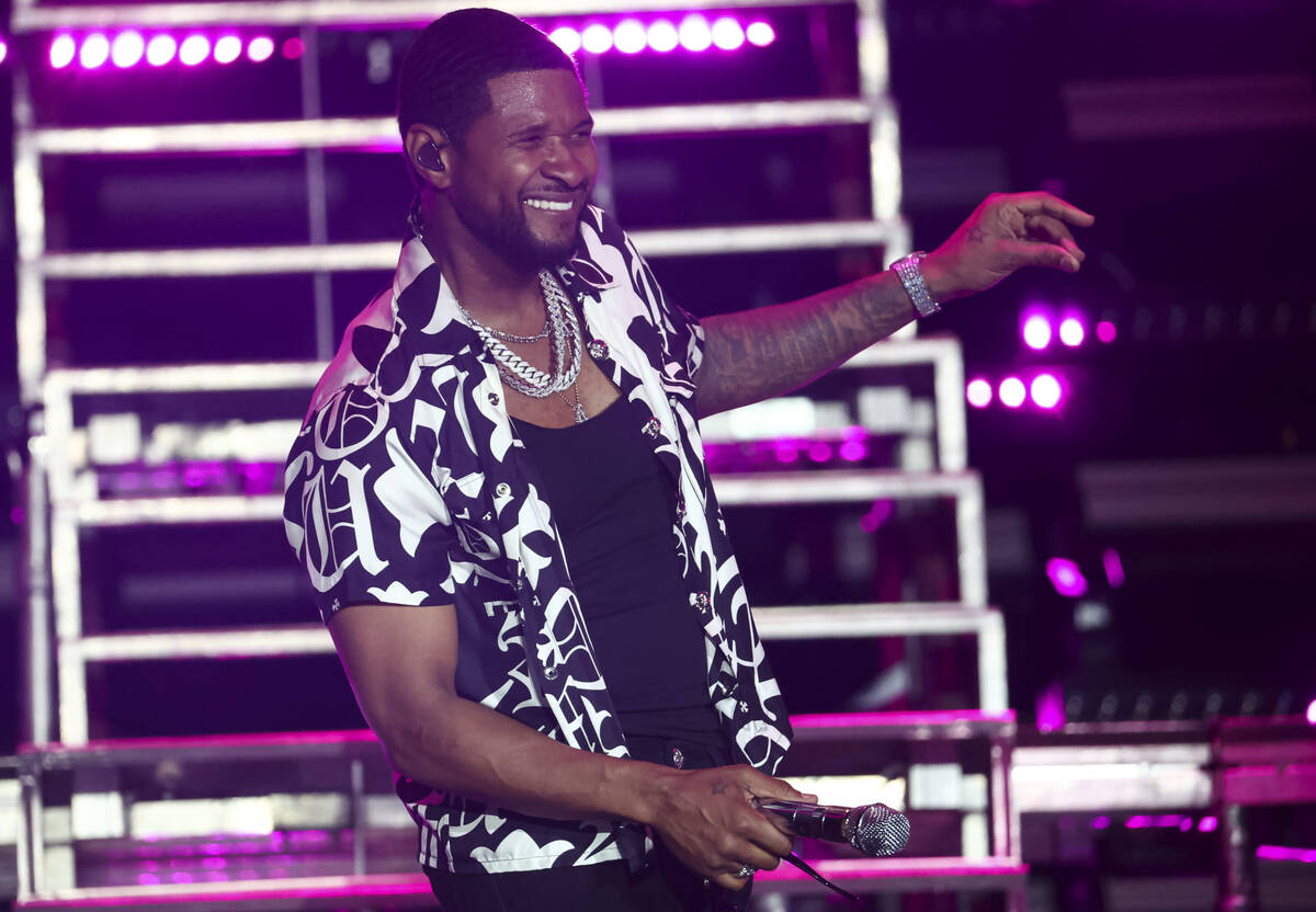 Usher performs during the Lovers & Friends music festival on Saturday, May 14, 2022, in Las ...