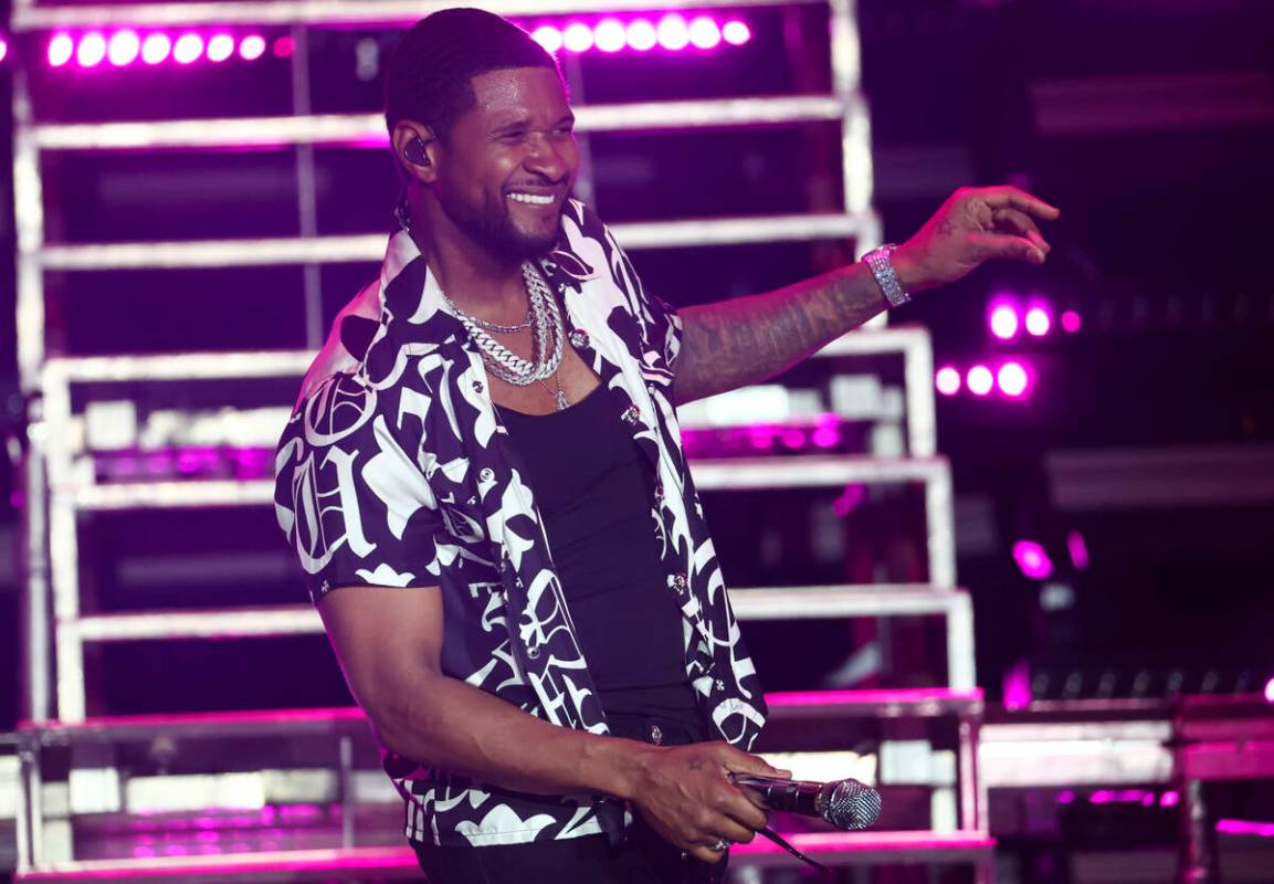 Usher performs during the Lovers & Friends music festival on Saturday, May 14, 2022, in Las ...