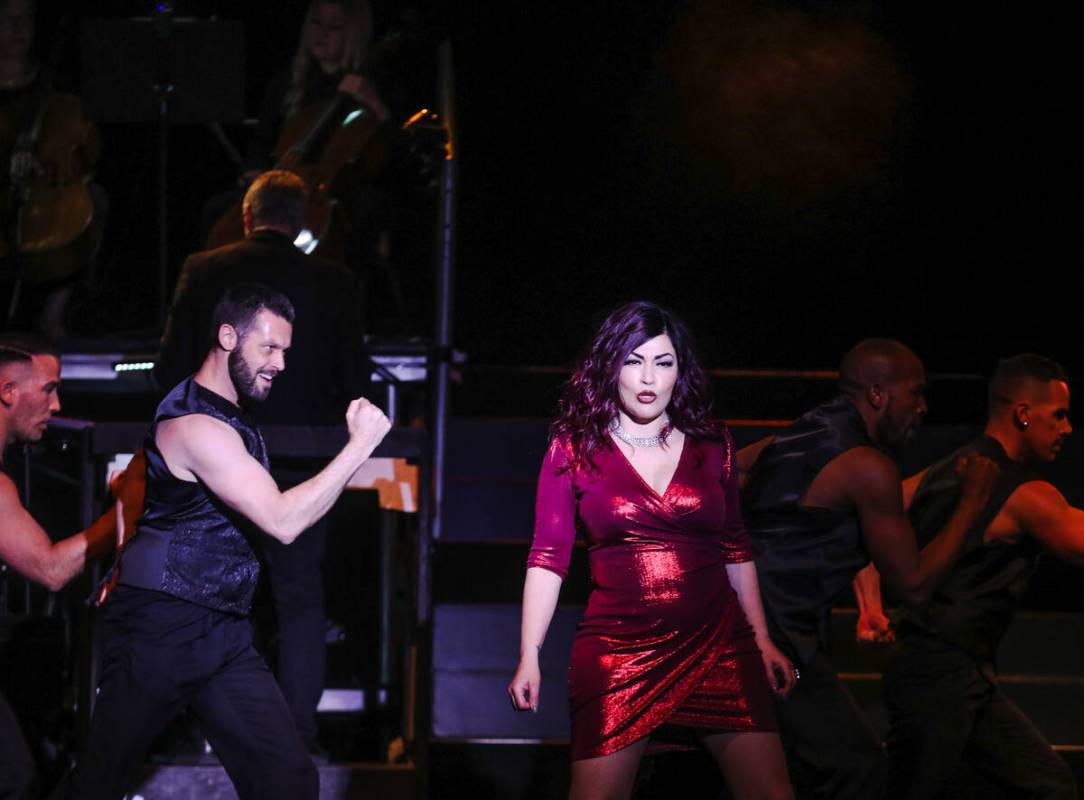 Christine Shebeck sings and dances with dancers during dress rehearsal for FOLLIES, a broadway ...
