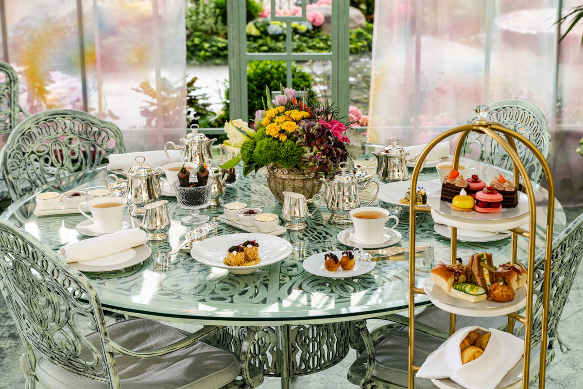 The Garden Table, in Bellagio's Conservatory and Botanical Gardens, on the Las Vegas Strip, is ...