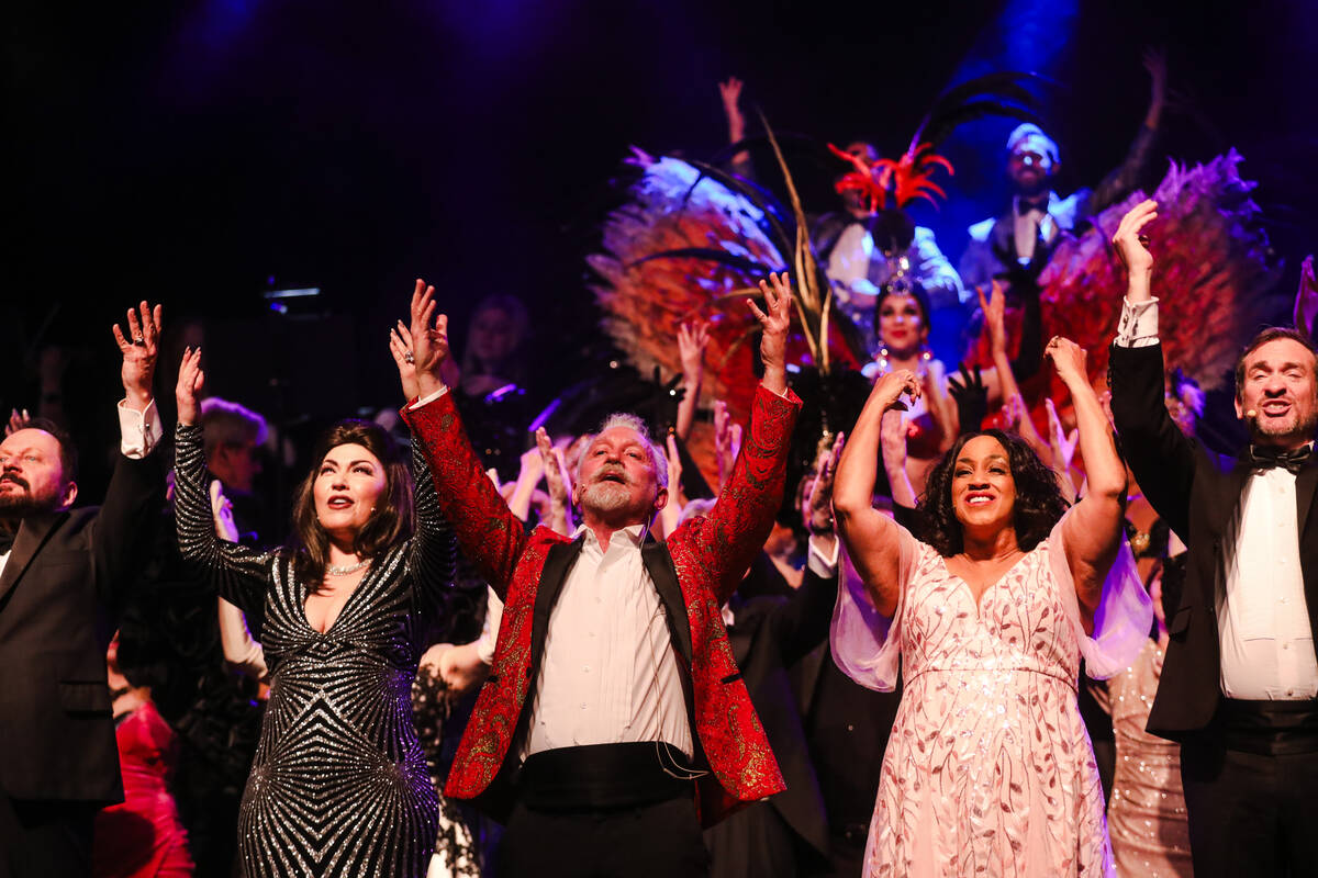Performers sing during the end scene of a dress rehearsal for FOLLIES, a broadway musical at Ac ...