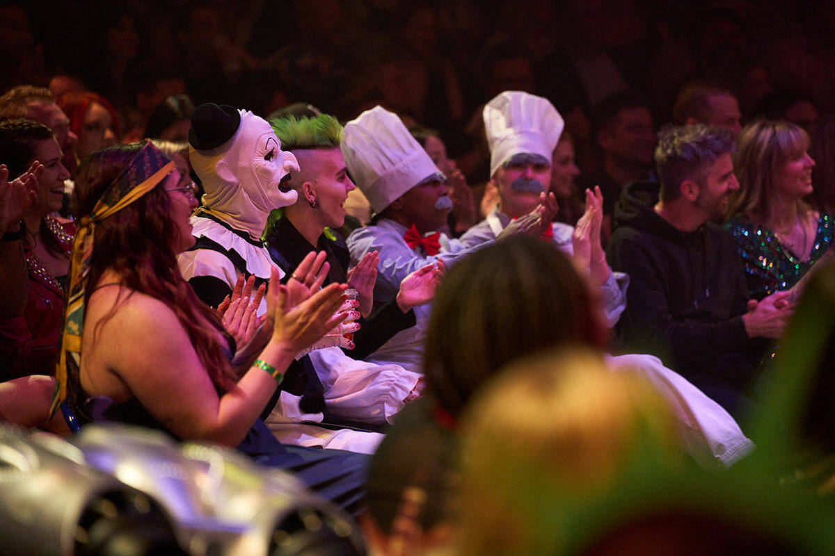 The scene from the 13th anniversary of "Absinthe" at Caesars Palace on Wednesday, April 10, 202 ...