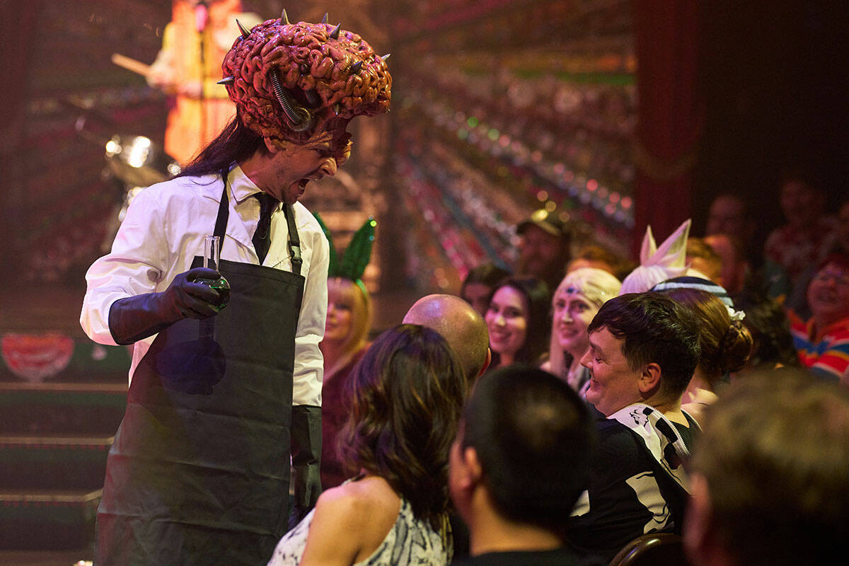The scene from the 13th anniversary of "Absinthe" at Caesars Palace on Wednesday, April 10, 202 ...