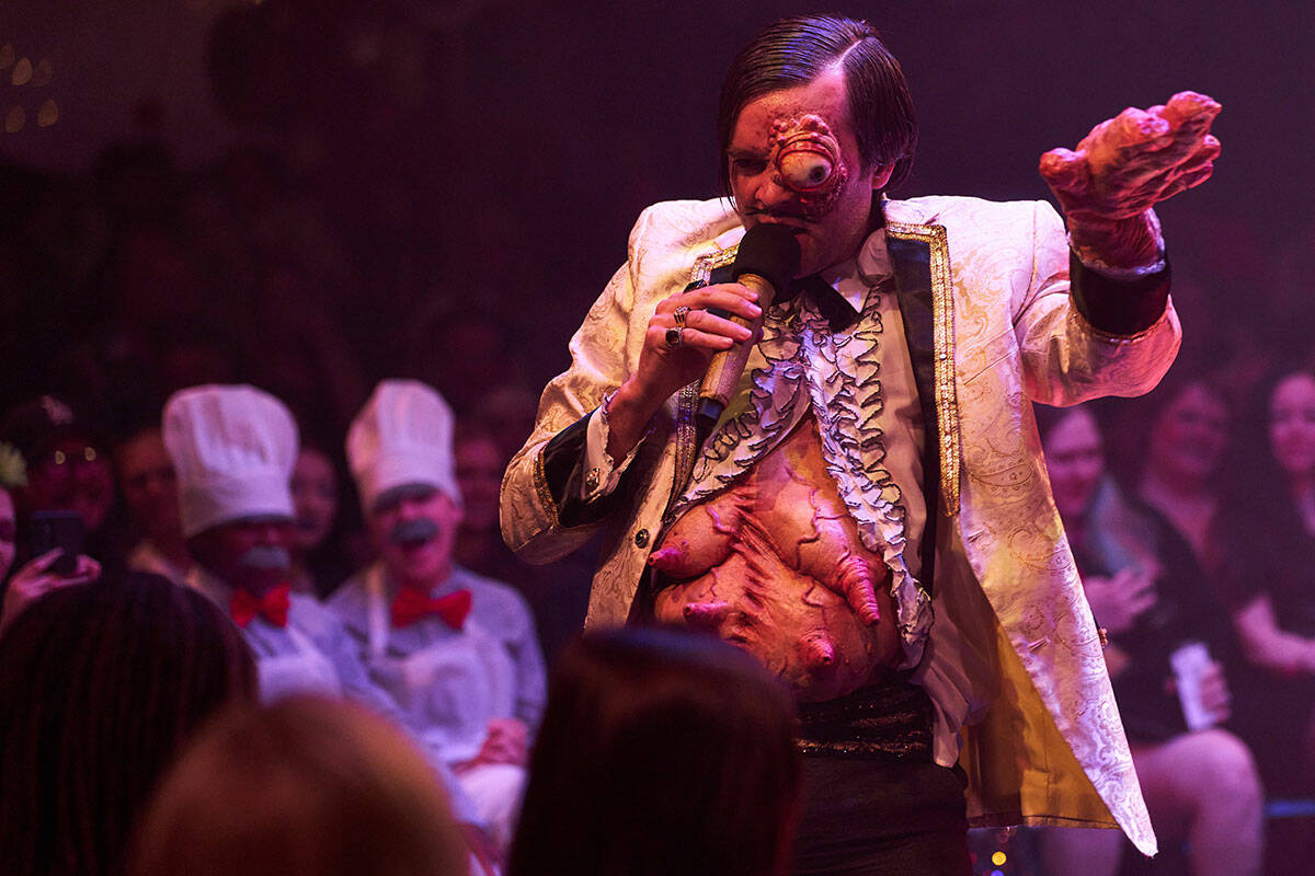 The scene from the 13th anniversary of "Absinthe" at Caesars Palace on Wednesday, April 10, 202 ...