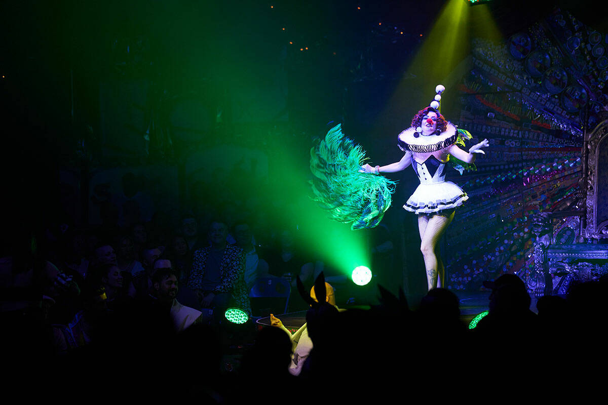 The scene from the 13th anniversary of "Absinthe" at Caesars Palace on Wednesday, April 10, 202 ...