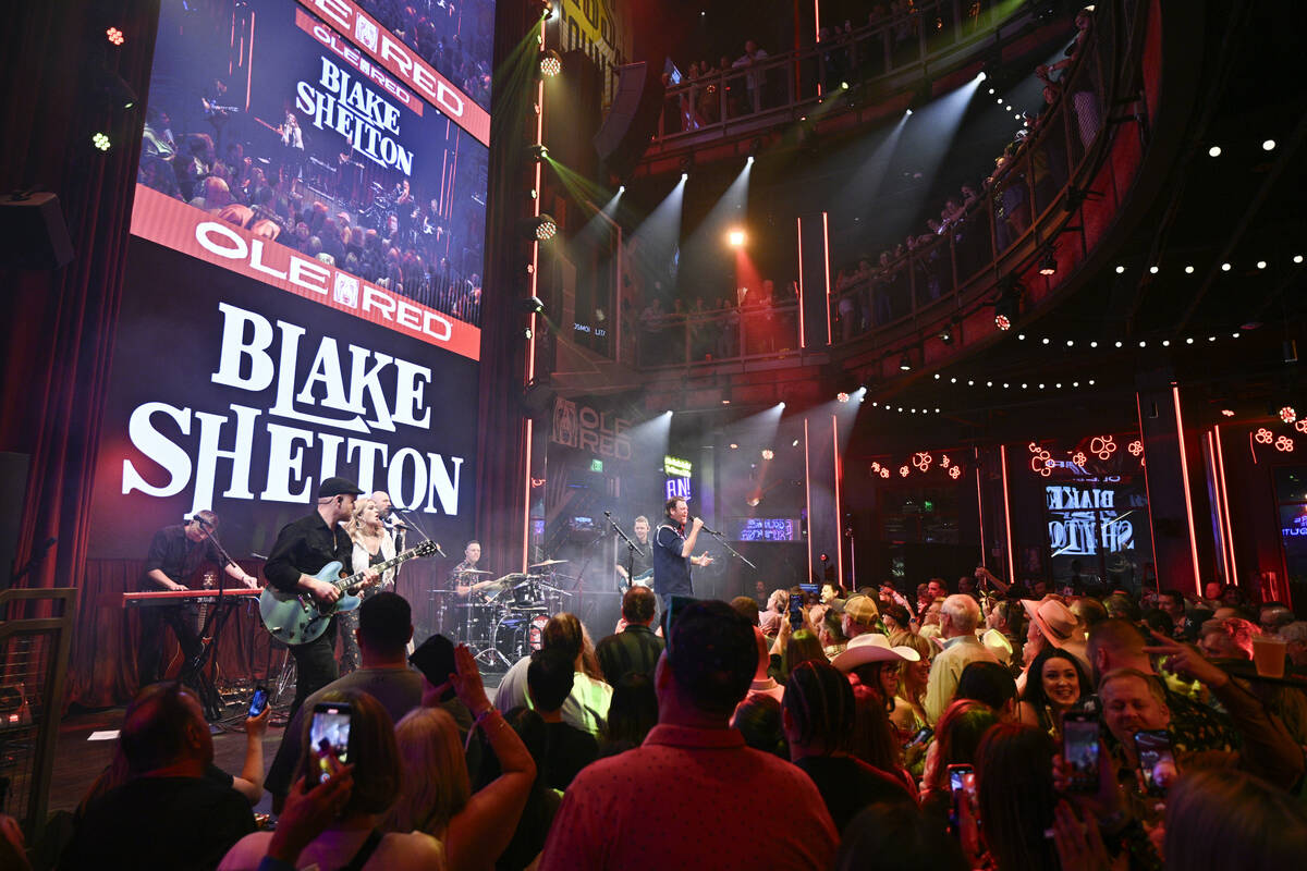 Blake Shelton appears at the grand opening of Ole Red Las Vegas on Tuesday, April 17, 2024. (St ...