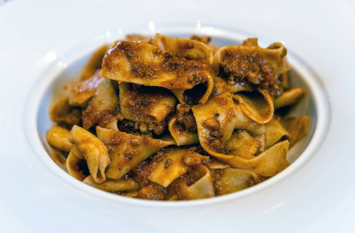 Pappardelle alla Bolognese: housemade wide noodle pasta with bolognese meat sauce at Gaetano's ...