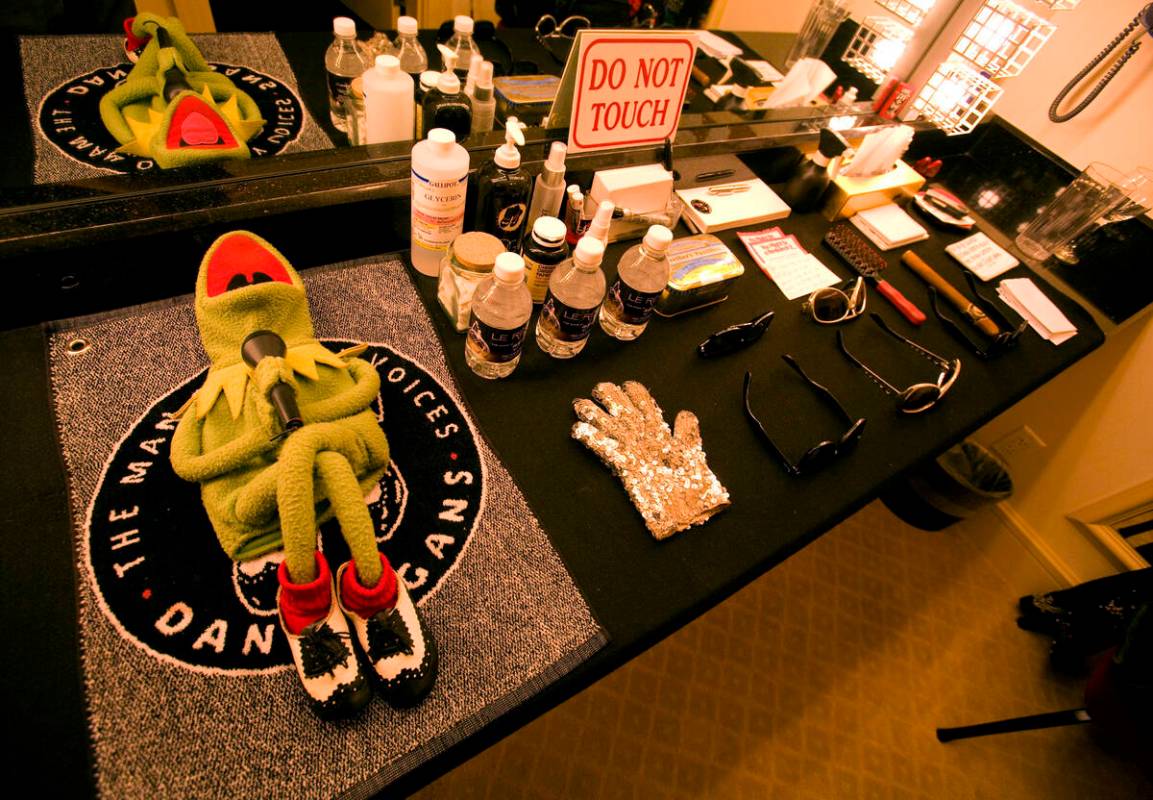 Props for Danny Gans show lay in his dressing room at the Encore hotel-casino on Friday, May 1, ...