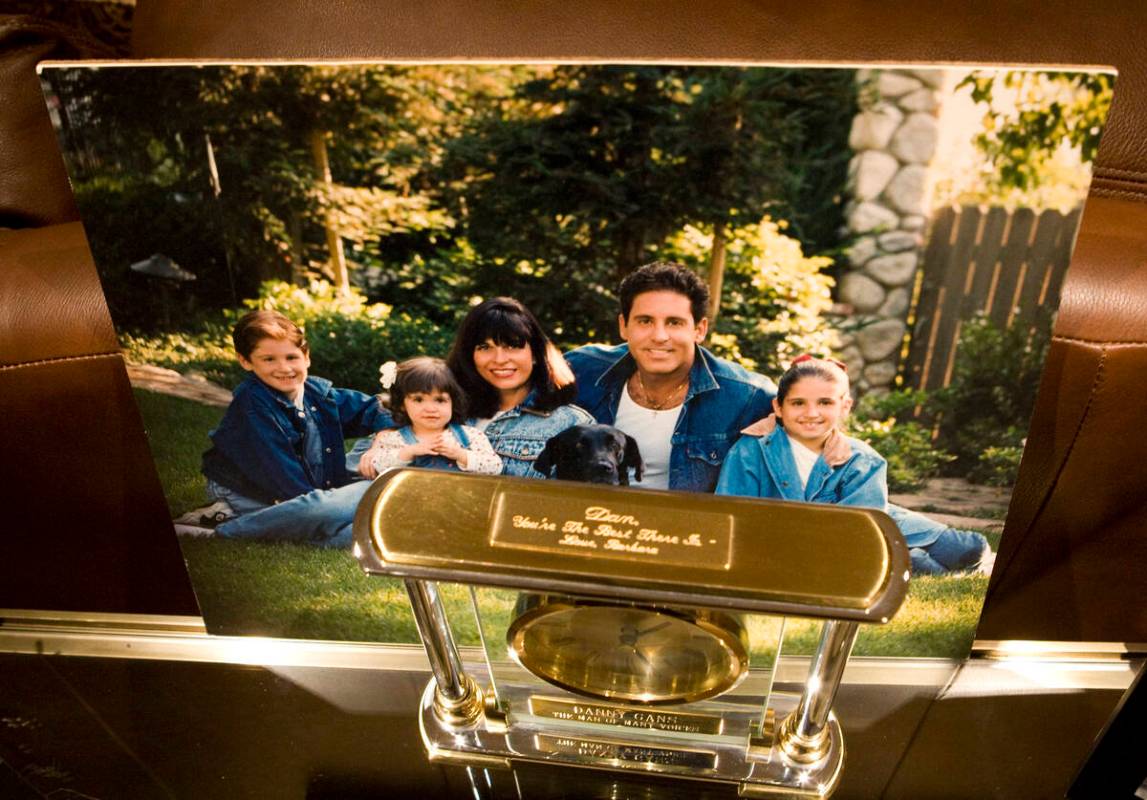 An undated family photo of Danny Gans and his family is displayed in his dressing room at the E ...